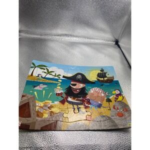 PlayMonster Pirate Jigsaw Puzzle 24 Piece Kids Beach Treasure Ship Mermaid Shark